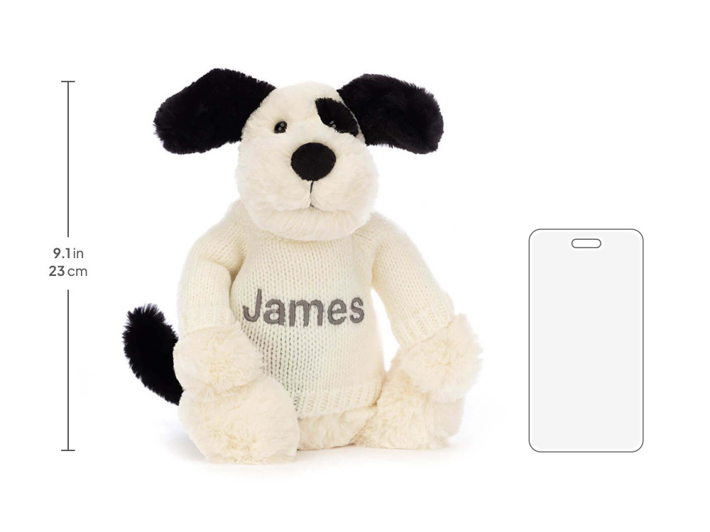 Bashful Black & Cream Puppy with Personalized Cream Jumper - Image 5