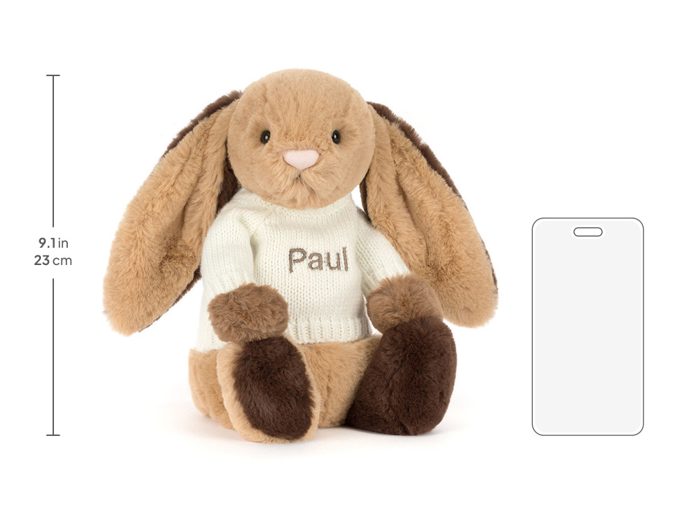 Bashful Patchwork Brown Bunny with Personalized Cream Jumper - Image 6