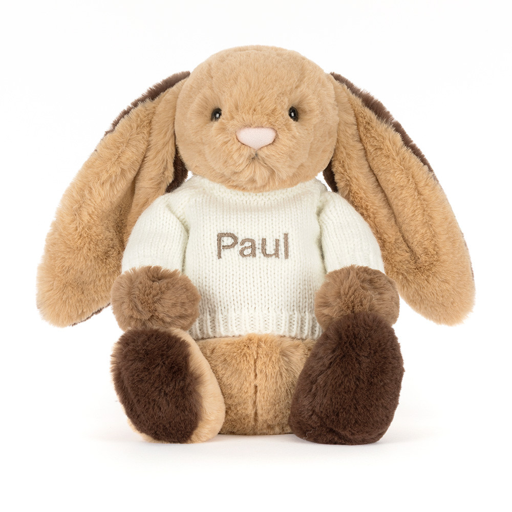 Bashful Patchwork Brown Bunny with Personalized Cream Jumper - Image 4