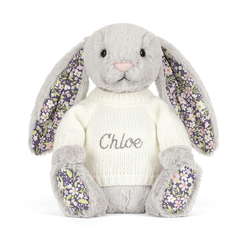 Blossom Silver Bunny 'Bloom' with Personalized Cream Jumper - Image 5