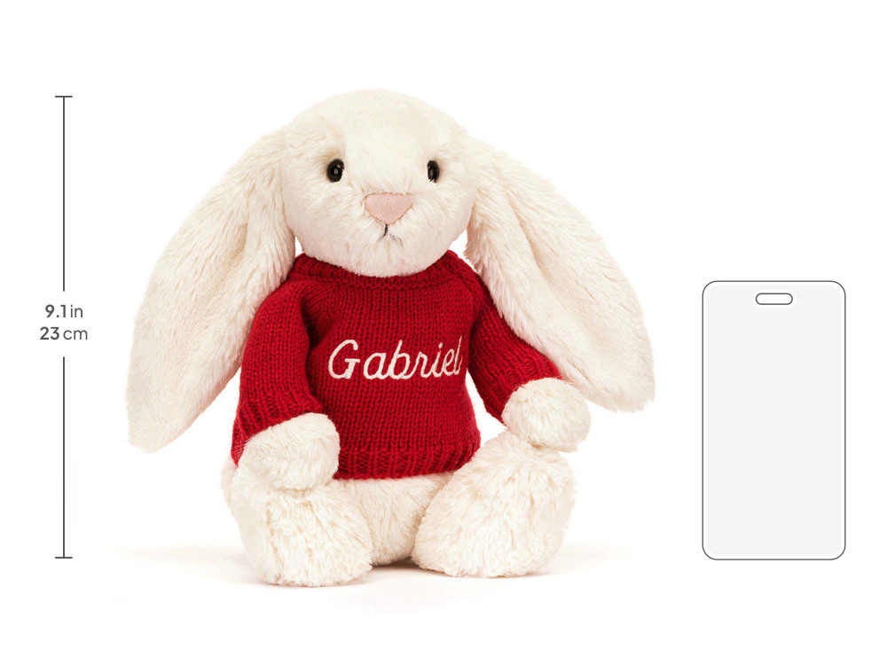 Bashful Cream Bunny with Personalized Red Jumper - Image 5