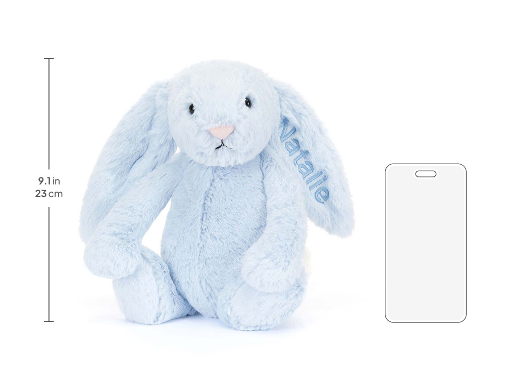 Personalized Bashful Blue Bunny Medium - Image 6