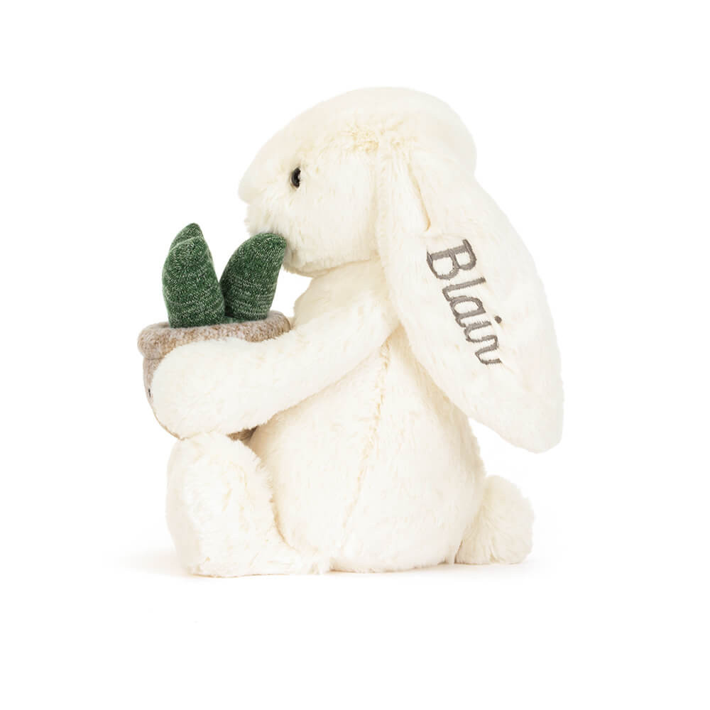 Personalized Cream Bunny with Plant - Image 3