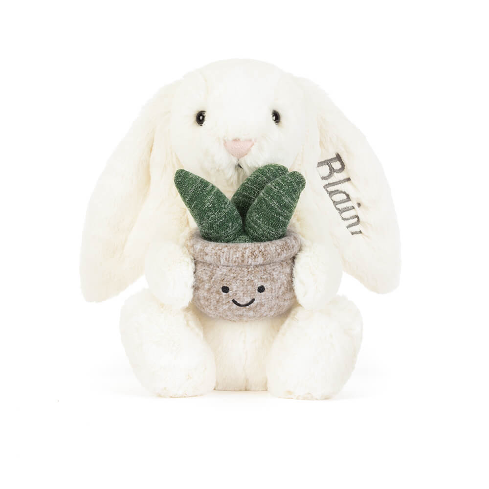 Personalized Cream Bunny with Plant - Image 5